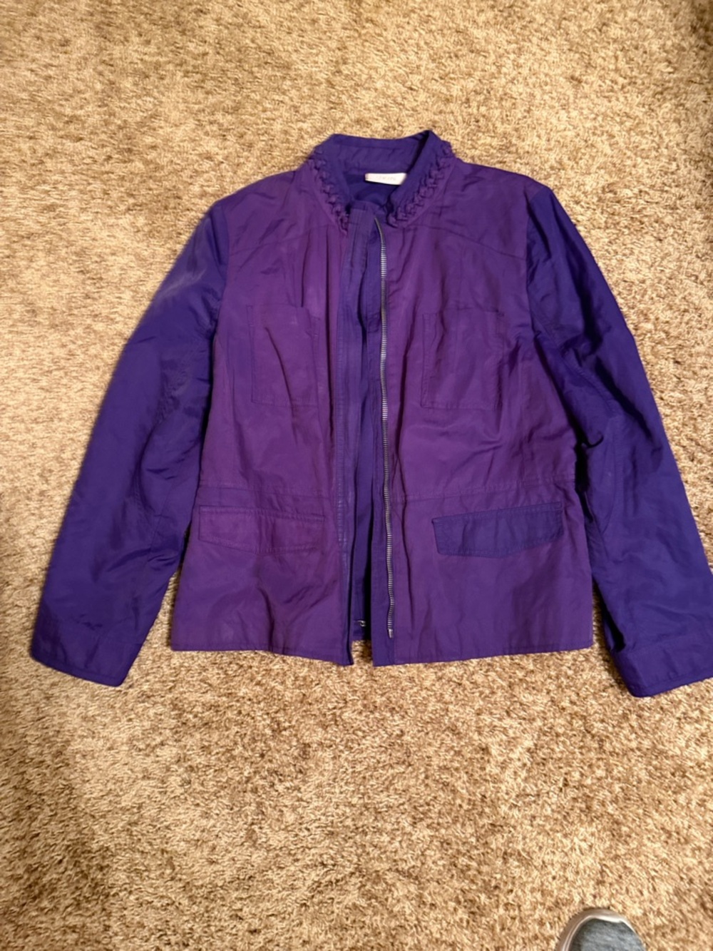 Chico's Deep Purple Lightweight Zip Jacket